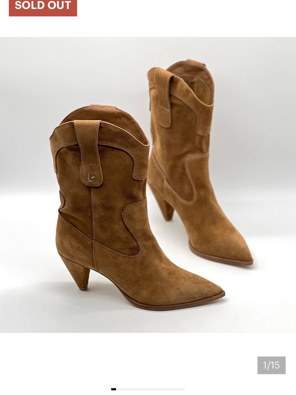 Larroude Tan Suede Western Ankle Boots worn once